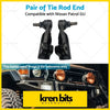 Pair of black metal tie rod ends for nissan patrol gu y61 series 4wd 03-on shown from the back side