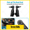 Pair black metal tie rod ends for Nissan Patrol GU Y61 series 4wd 03-on shown from the back side