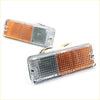 Clear plastic rectangular parking turn lights with amber and clear grid lenses for mazda b-series 78-85 x2