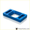Blue anodized aluminum mounting bracket with slots and square cutout for performance aluminum racing shifter fit for Chevrolet