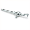 Shiny chrome-finished billet steel short throw gear shift knob with spherical center and two arms for dodge neon 94-03 mt