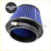 Blue pleated performance high flow cold air intake filter with black rubber and metal clamps 115mm