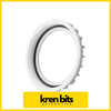 White plastic pipe coupling with black rubber gasket and serrated edge for petrol tank sender pump lock ring on toyota hilux