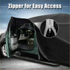 Black pickup truck cover for Toyota Tacoma with silver zipper for easy access and full protection