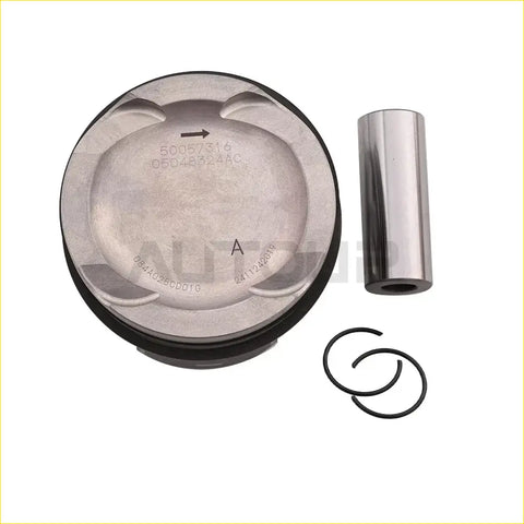 Silver metallic piston with black ring and engraved part numbers next to cylinder liner for 2.0t jeep wrangler grand cherokee kit
