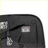 Black plastic car door handle with circuit board and connectors shown from back for power heated towing mirror glass for dodge ram