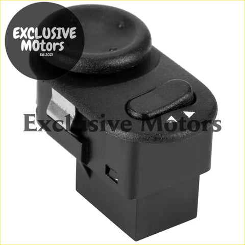 Black plastic power mirror switch with circular knob and rectangular button for holden commodore vu to vz models