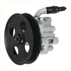 Black pulley with ribbed edges attached to silver power steering pump for dodge caravan chrysler town and country