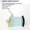 Light blue translucent plastic fuel filter with black rubber seal and beige fittings for toyota sienna power steering reservoir