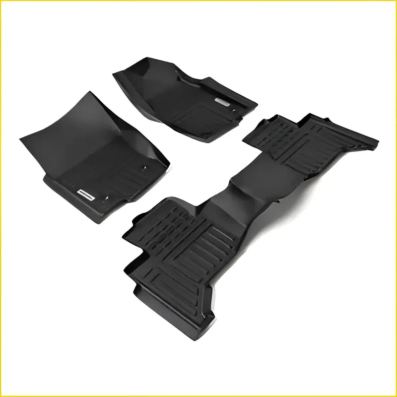Black rubber deep dish floor liners with textured grip for premium 2024+ toyota landcruiser prado j250