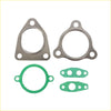 Set of four metallic and green turbo charger gaskets with varied shapes for toyota hilux landcruiser engines