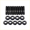Set of black coated steel engine bolts and hex nuts in premium turbo installation stud and gasket kit for mazda 6 2.3l petrol