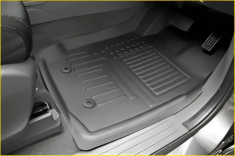 Black rubber ribbed floor mat with reinforced edges for premium volkswagen amarok deep dish all weather liners