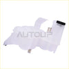 Pressurized engine coolant reservoir for ram made of transparent plastic with black cap and molded mounting flanges