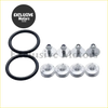 Set of four silver quick release fasteners with black rubber gaskets for front bumpers trunk lids and rear mounts