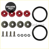 Set of red and silver epman quick release fasteners with black rubber rings for front bumpers and trunk lids