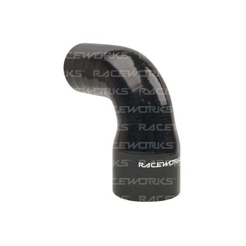 Raceworks Silicone 90 Reducer Elbow 3-3.5" (76-89mm) Black