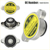 Silver metal radiator cap for toyota tacoma 2005-2023 with yellow black caution warning label visible