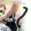 Black rubber radiator coolant hose with curved design being installed on a toyota previa 2.4l engine from 1991-1997