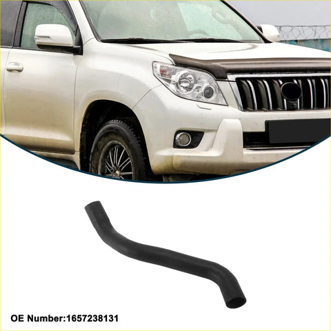 Black rubber radiator hose for Toyota Land Cruiser Prado 2019 showing the back side of the product