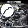 Black rubber radiator hose with curved design for toyota prado 2002 shown in engine bay inset circle background