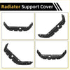 Black plastic radiator support cover with curved l-shaped design and mounting holes for toyota rav4 2019-2022 back side