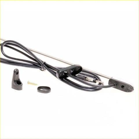 Black plastic-coated cable with metal connector and mounting hardware for mitsubishi delica l300 radio antenna pillar