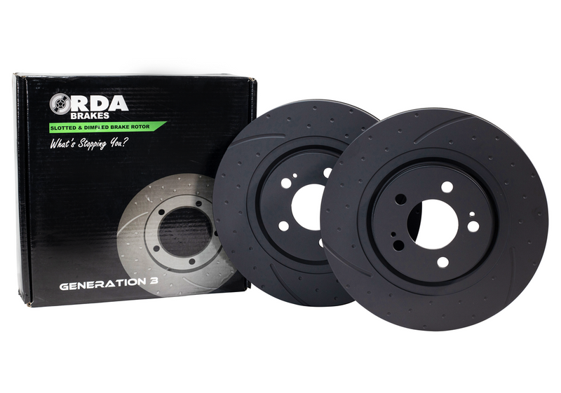 RDA Slotted And Dimpled Brake Rotor Pair 322mm Front