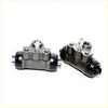 Rear brake cylinder for mitsubishi minicab mighty mits with gray metallic drum brake assemblies and black rubber end caps
