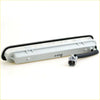 Back side of a gray plastic rear brake tail gate light with clear lens and black rubber trim for toyota hilux sr5