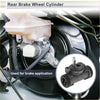 Black cast iron rear brake wheel cylinder with threaded ports and central bolt for toyota rav4 1996-2000 back side view