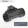 Rear brake wheel cylinder for toyota rav4 1996-2000 black cast iron with rubber seals shown from back side