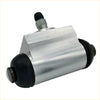 Silver aluminum rear brake wheel cylinder with black rubber seals and threaded fitting for toyota hilux kun26 4x4