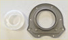 Gray metal rear crankshaft oil seal gasket with circular inner ring and mounting holes for transit defender ranger