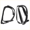 Black rubber rear door glass run channel seals for Toyota Hilux 2005-2015 automotive use shown from back side
