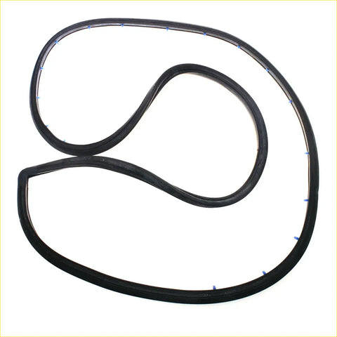 Black rubber rear door weatherstrip for Mitsubishi Chrysler Sigma Colt Galant with smooth texture and blue inner tabs