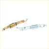 Two metallic rear drum brake shoe return springs in gold and silver with coiled sections for toyota hilux 2wd 2005-2015