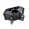 Black rubber rear engine mount with metal brackets and threaded holes for toyota hilux 1972-1978 shown from back side