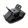 Black rubber rear engine mount with metal bracket and threaded bolt for toyota hilux 1972-1983 seen from back side