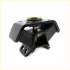 Black rubber rear engine mount for Toyota Hilux 1983-1988 with brass-colored hex bolt and threaded rod visible