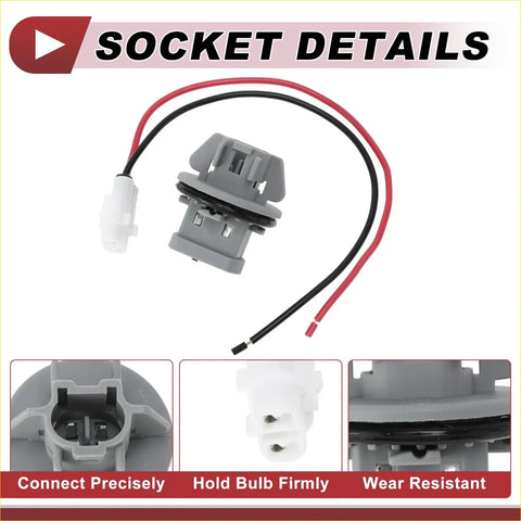 Backside of gray plastic rear fog light socket with red and black wires for toyota land cruiser 2017-2024