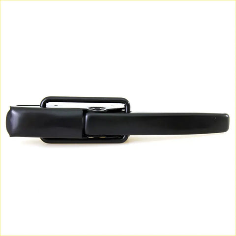 Black plastic rear gate lock handle with glossy finish and metal latch for toyota hilux 1972-1979 back side view