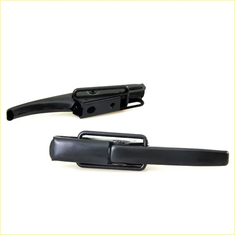 Black plastic rear gate lock handle with integrated latch mechanism for toyota hilux 1988-1997 back side view