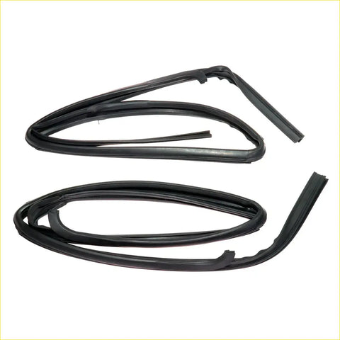 Black rubber rear glass run channel set for Toyota Hilux windows showing seals for models RN85 YN85 YN86 RN106