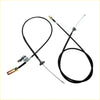 Black rubber-coated rear hand parking brake cables with metallic connectors and coiled spring for Toyota Hilux 2004-2015 back side