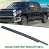 Black rubber rear left weatherstrip window seal for toyota tundra 2007-2021 shown from back side