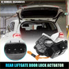 Black plastic rear liftgate door lock actuator with orange tie strap for toyota land cruiser 2008-2011 back side view