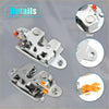 Silver steel rear liftgate door lock actuator with orange plastic release tabs for toyota tacoma 2005-2006 back view