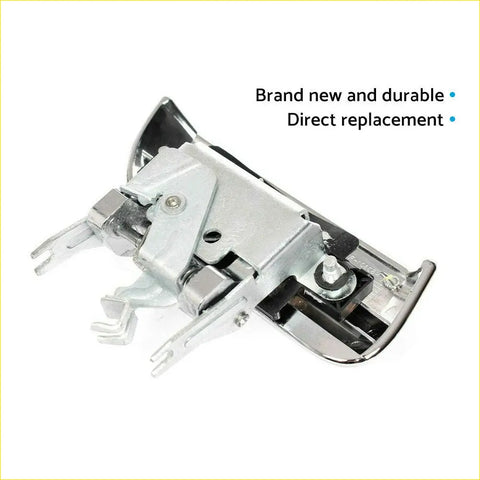 Rear right outer door handle chrome for nissan pathfinder shown with silver metallic sewing machine presser foot back side