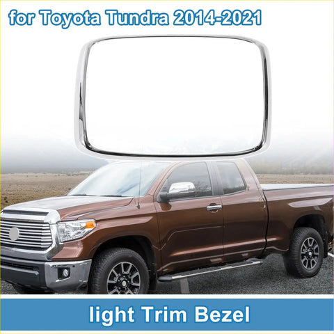 Chrome finished rear row headlight trim bezel in silver tone for toyota tundra 2014-2021 models